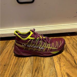 La Sportiva Maroon and Lime Athletic Shoes